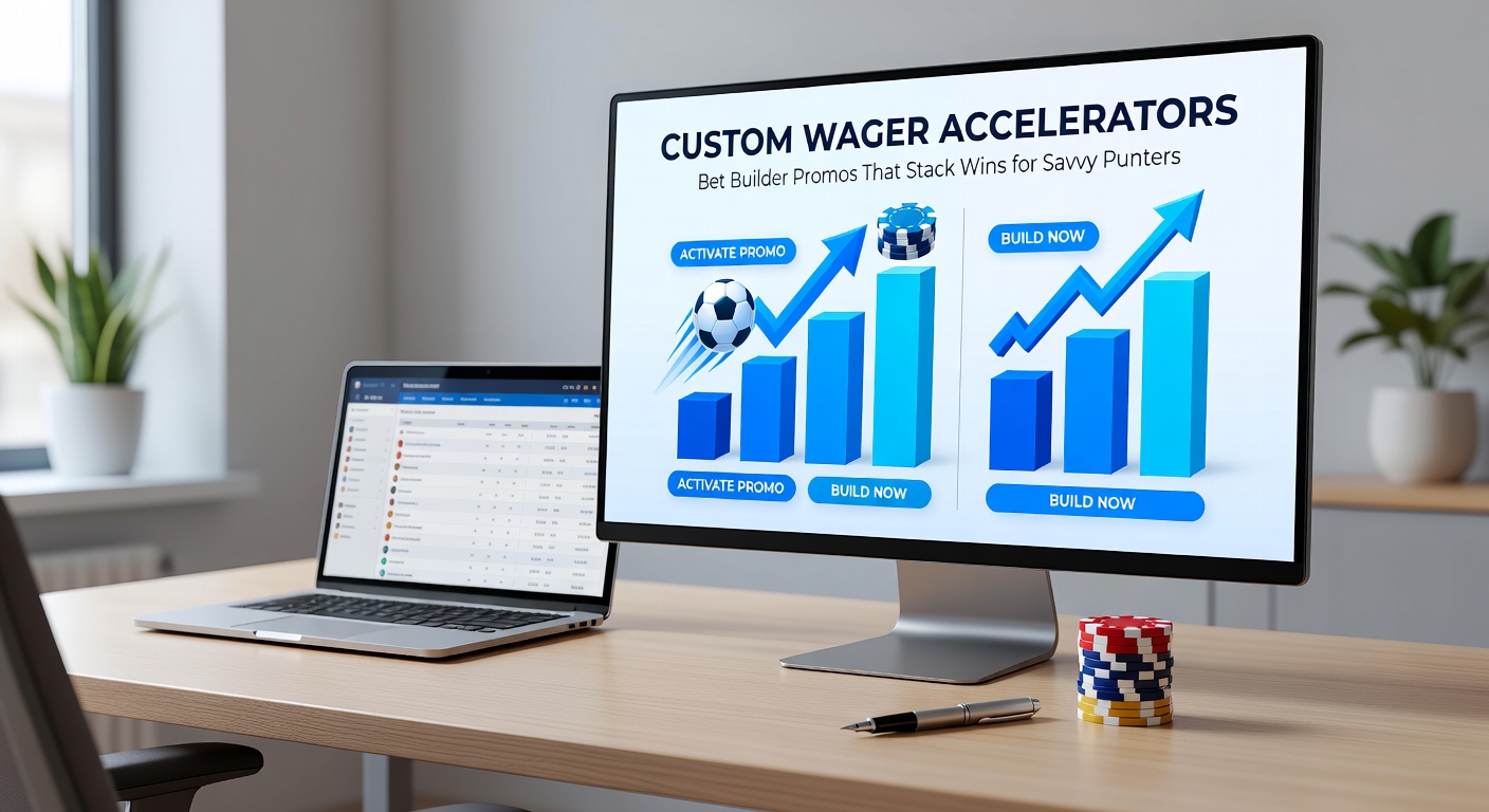 Illustration of promo layers stacking on a bet builder ticket, showing multiplied odds and free bet integrations for enhanced wins