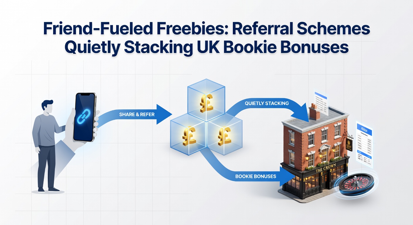 Graphic showing friends high-fiving over stacked free bet tokens from UK bookmaker apps