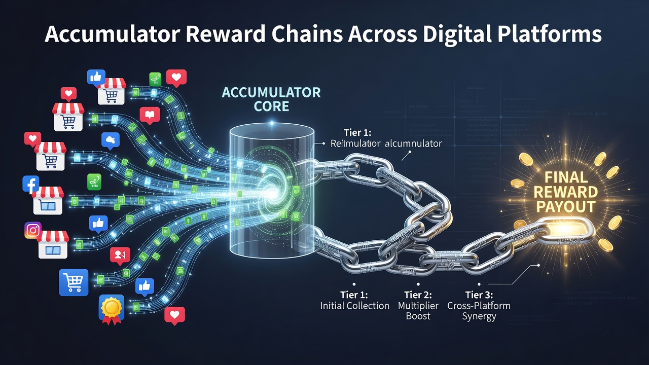 Diagram illustrating accumulator reward chain mechanics on digital platforms