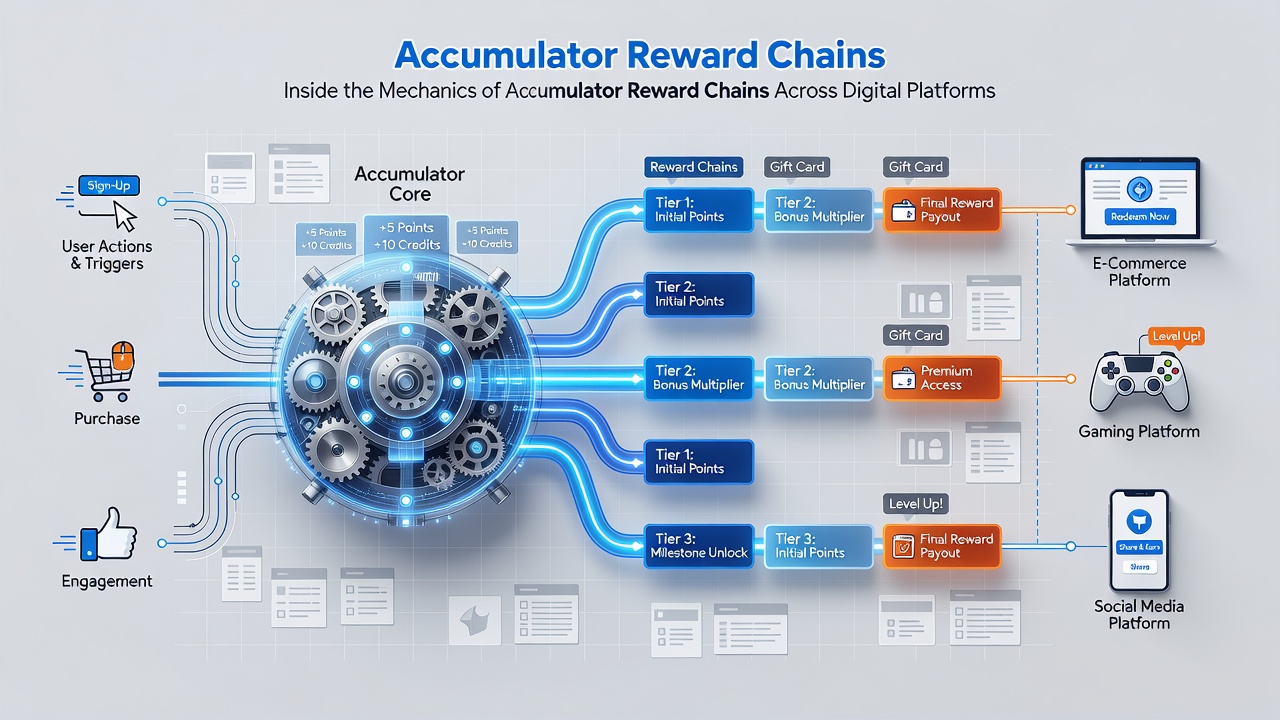 Flowchart showing reward chain progression in accumulator betting systems