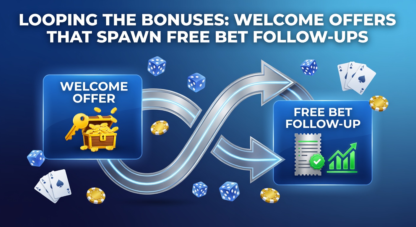 Diagram showing a cycle of welcome bonuses leading to chained free bets in online wagering platforms