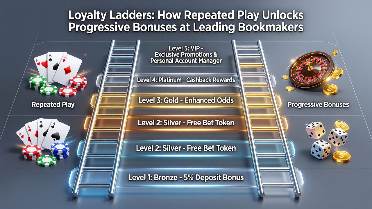 Screenshot example of a bookmaker loyalty dashboard displaying current tier, points balance, and upcoming bonus rewards