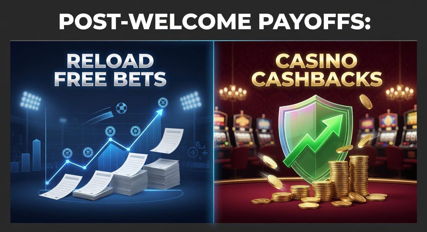 Graphic comparing reload free bet offers and casino cashback promotions, highlighting percentages and wagering requirements side by side
