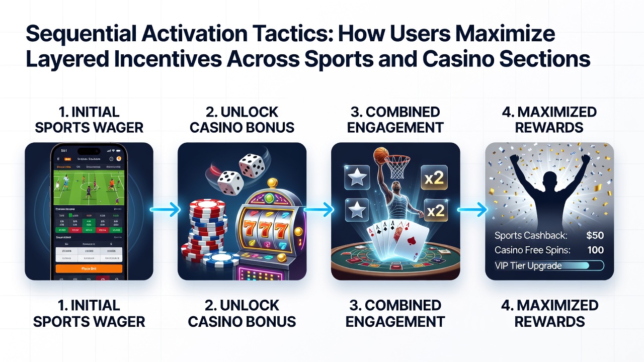 Diagram showing layered incentive flow from sports wagers to casino play