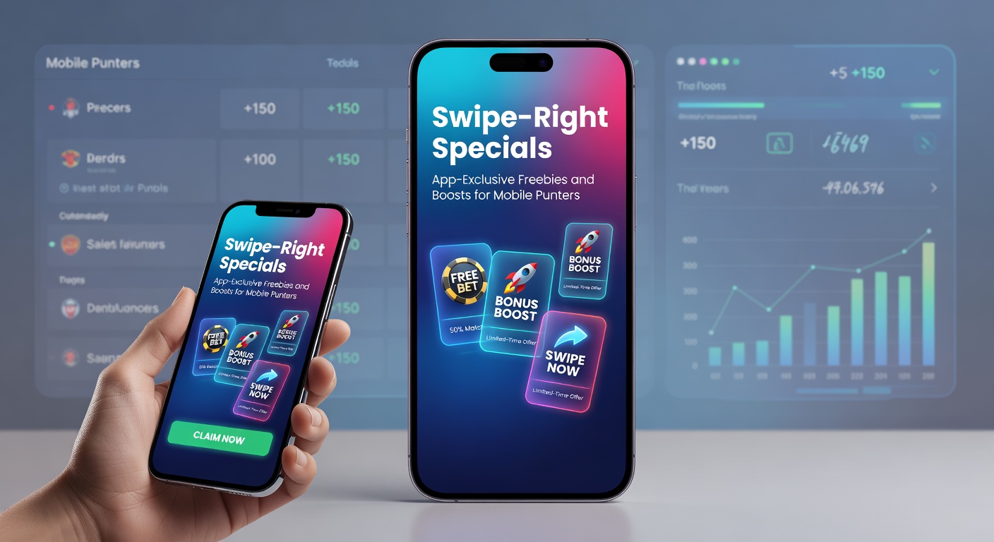 Smartphone displaying a betting app with glowing exclusive offer notifications and free bet icons popping up on the screen