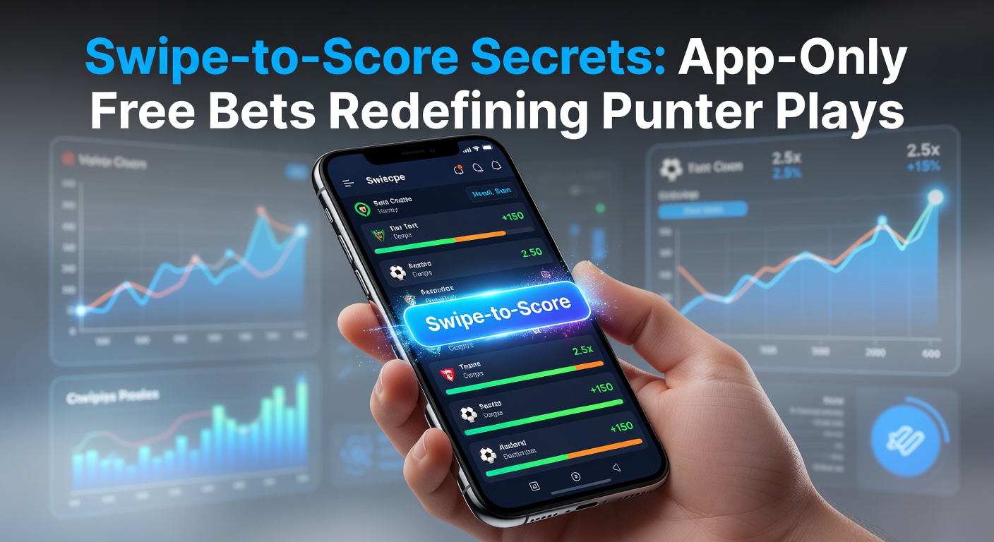 Mobile betting app interface showing a swipe gesture unlocking a free bet offer on a vibrant screen