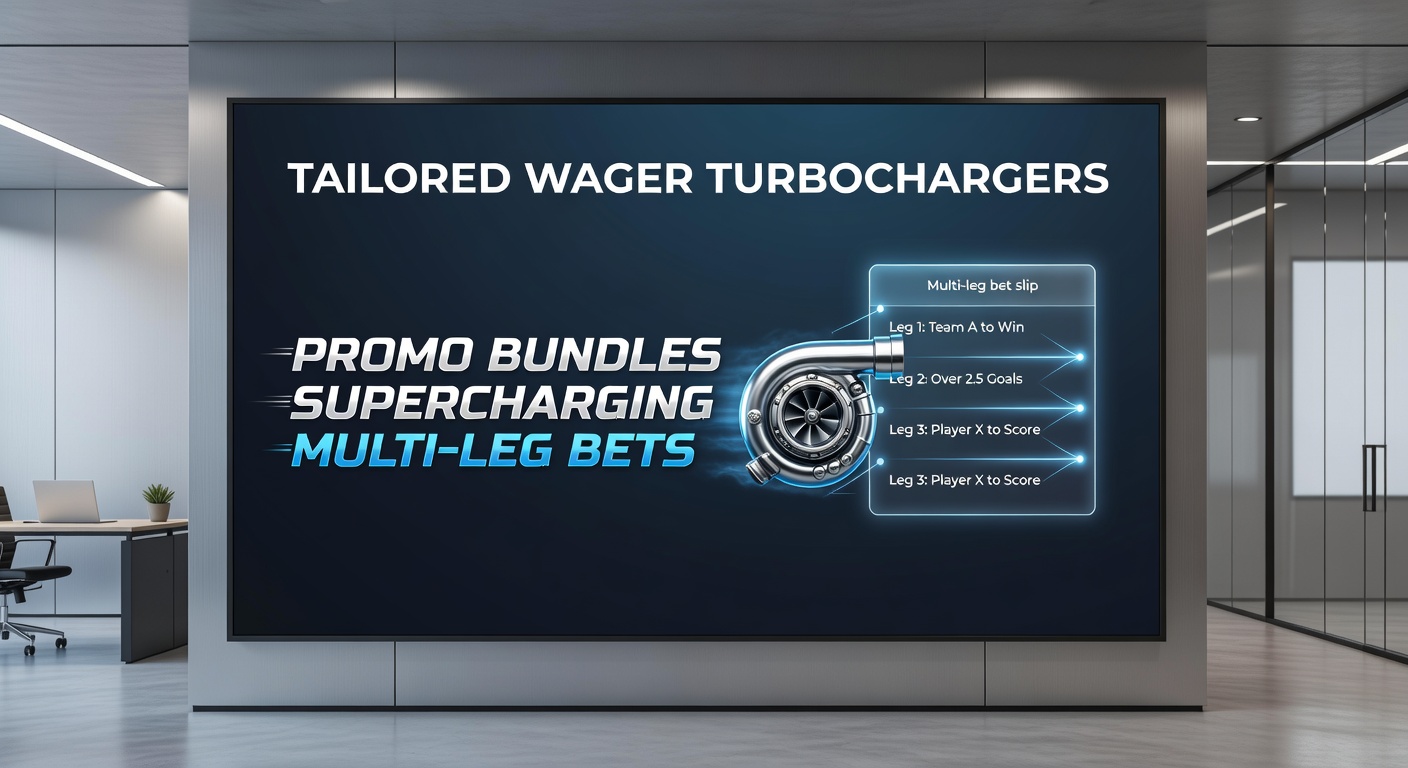 Graphic showing layered multi-leg bets with promo icons overlayed, illustrating boosted odds and enhanced payouts