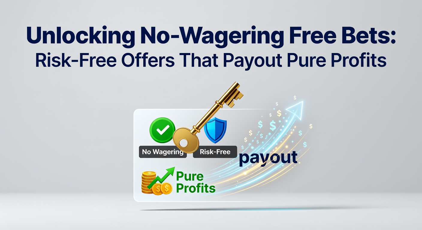 A vibrant graphic showing a golden key unlocking a treasure chest overflowing with cash winnings from no-wagering free bets, symbolizing risk-free profits in sports betting promotions