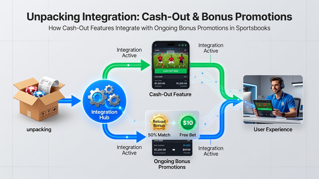 Detailed view of bonus terms and cash-out settings on a sportsbook dashboard